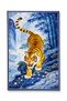 Mosso Blue Tones Tiger in the Forest Pattern Woven Base Modern Decorative Carpet Mosso2158