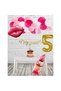 Lip and Lipstick Themed Birthday Set - Lip Foil Balloon Lipstick Foil Balloon Gold Happy Lettering 1 Year Old