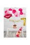 Lip and Lipstick Themed Birthday Set - Lip Foil Balloon Lipstick Foil Balloon Gold Happy Lettering 1 Year Old