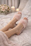 Women's Powder Feather Heeled Bridal Dowry House Slippers & Gift & Dowry Item - 2