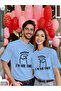 Double Matching Set 1 Men's Model Valentine's Day Printed Relaxed Fit T-shirt