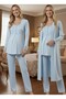 New Season Stylish Blue Long Sleeve 100% Cotton Special Design Maternity Pajama Set - 7