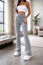 Flared F Flare Jeans Jeans Trousers High Waist Gray Lycra - 6
