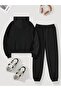طقم بدلة رياضية سوداء من ERKEK ITs Whats It Ba مطبوع lt Top Hooded Ov قصة فضفاضة oyfirend - 2