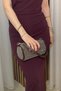 Women's Brown Stone Cylinder Model Handbag - Chain Strap Detail - Fibag - 3