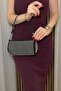 Women's Black Shiny Cylinder Model Handbag - Chain Strap - Fibag - 3