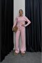 Pink Snap Button Knit Set with Waist Detail