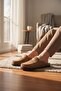 2235 Inner and Outer Genuine Suede Leather Full Orthopedic Top Quality Home, Office, Guest, Groom and Bride Dowry Slippers - 2
