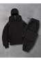 Fashion Trend Balaclava Double Cover Half Zipper Sweatshirt and Sweatpants Set for Women