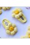 Amigurumi Knitting Thread Handmade Set of 2 Yellow Fluffy Daisy Snap Clasps