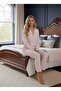 New Season Powder Striped Shirt Collar 100% Cotton Buttoned All over Special Design Long Sleeve Pajama Set - 4