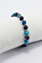 Apatite and Amethyst Natural Stone Elastic Bracelet 8mm, Gift Natural Beauties