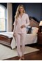 New Season Powder Striped Shirt Collar 100% Cotton Buttoned All over Special Design Long Sleeve Pajama Set - 5