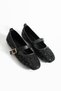 Black sequined glitter buckle detailed women's chic daily flat shoes - 2