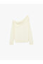 Slim Fit Long Sleeve Boat Neck Knitwear Off-The-Shoulder Sweater - 4