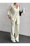 Corded Fabric Button Comfortable Knitwear Set - 2
