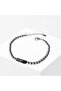 Black Silver Men's Steel Bracelet with Stone Plate - 2