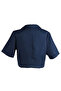 Women Navy Short Sleeved Cropped Blazer Jacket - 6