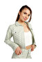 Women Solid Textured Light Blue Textured Dobby Crop Jacket