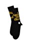 Men's Caution Patterned Corded Fabric Socks Black