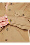Women Oversized Denim Shacket in Khaki - 5