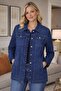 Long Denim Coat with Lycra Lining and Pocket
