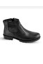 Men's Black Genuine Leather Boots with Fur Inside, Zipper and Non-Slip Sole - 3