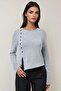 Button Front Long Sleeve Slim Fit Top