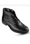 Men's Black Genuine Leather Boots with Fur Inside, Lace-Up, Zippered, Non-Slip Sole - 2