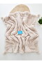 Double-Layered Large Pom-Pom Beige Color Welsoft Baby Blanket