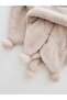 Double-Layered Large Pom-Pom Beige Color Welsoft Baby Blanket - 3