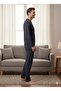 Men's Long Sleeve Navy Blue Pajama Set - 3