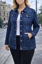 Long Denim Coat with Detailled Slit Bags and Flap Pockets