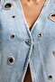 Women's Denim Color 4s6-65 Relaxed Fit Bird's Eye Detailed Design Sleeveless Denim Vest - 6