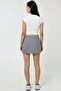 Striped Mini Shorts Skirt with Slit Detail - 5