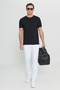 Men's Black Cotton Slim Fit Slim Fit Polo Neck Jacquard Stretch T-Shirt - 2