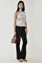 Asymmetric Collar Satin Printed Polka Dot Blouse - 2