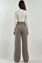 High Waist Lycra Velcro Closure Crepe Palazzo Trousers - 6