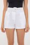 Cotton High Waist Shorts with Pocket and Belt Detail
