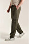Men's Khaki Parachute Fabric Sweatpants |   Cargo Pocket Pieces, with Leg Clips, Baggy Cut - 4