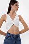 Solid Colored Ribbed Front Curved Crop Top - 5