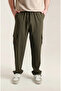 Men's Khaki Parachute Fabric Sweatpants |   Cargo Pocket Pieces, with Leg Clips, Baggy Cut - 5