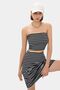 2 Pieces: Striped Strapless Crop Top & Striped Mid Waist Midi Skirt - 4