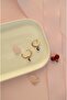 Rose Gold Zircon Stone Evil Eye Charm Hoop Earrings - 5