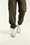 Men's Khaki Parachute Fabric Sweatpants |   Cargo Pocket Pieces, with Leg Clips, Baggy Cut - 2