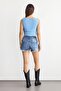 Side Tie Crew Neck Muslin Crop Top - 4