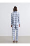 Lcw young blue shirt collar plaid women's pajama set - 4