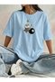 Women's Disco Ball Star Printed Crew Neck T-Shirt