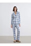Lcw young blue shirt collar plaid women's pajama set