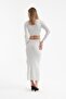 2 Pieces: V-Neck Long Sleeve Crop Top & High Waist Slit Maxi Skirt - 5